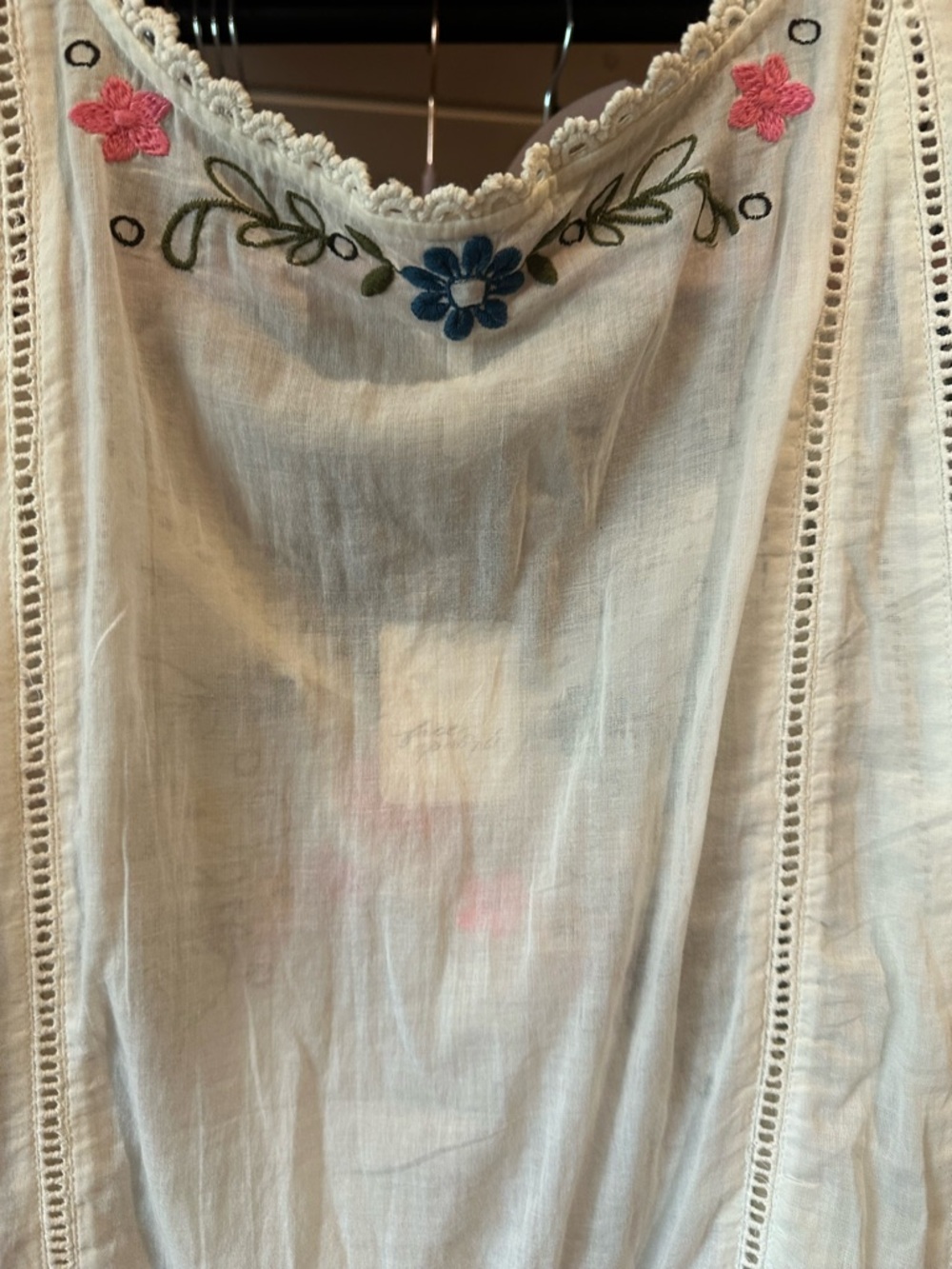 FREE PEOPLE “Danielle” Cotton Voile Embroidered Blouse Cloud Dancer Large NWT - Picture 10 of 15